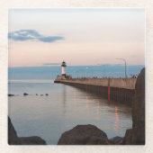 Duluth Harbour North Pier Light glass onderzetter Glazen Onderzetter (Voorkant)
