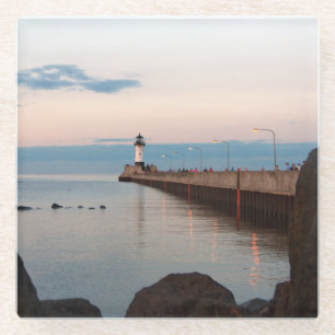 Duluth Harbour North Pier Light glass onderzetter Glazen Onderzetter