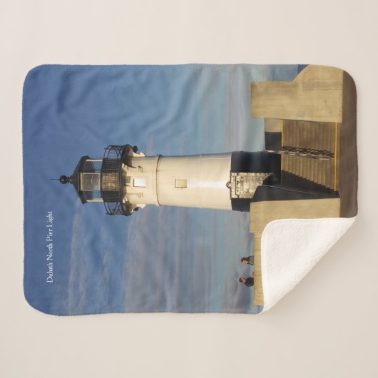 Duluth Harbour North Pier Light sherpa blanket Sherpa Deken (Voorkant (horizontaal))