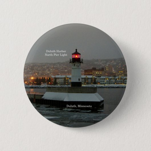 Duluth Harbour North Pier Light-toets Ronde Button 5,7 Cm (Voorkant)