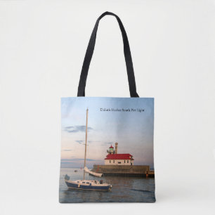 Duluth Harbour South Pier Light & Boat canvas tas