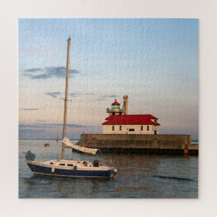 Duluth Harbour South Pier Light & Sailboat Legpuzzel
