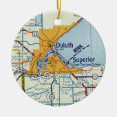Duluth MN Map Keramisch Ornament (Voorkant)