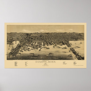 Duluth, MN Panoramic Map - 1887 Poster