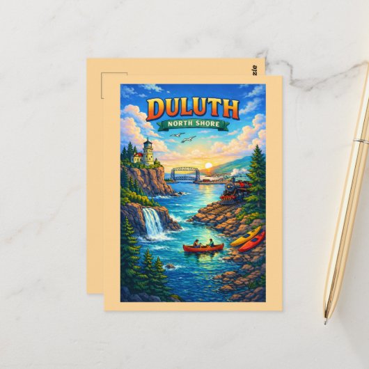 Duluth North Shore Minnesota Persoonlijke Postkaar Briefkaart (Voorkant / Achterkant in situ)
