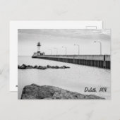 Duluth, vuurtoren MN zwart-wit briefkaart (Voorkant / Achterkant)