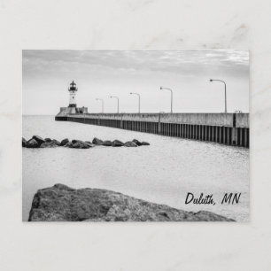 Duluth, vuurtoren MN zwart-wit briefkaart