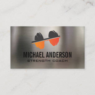 Dumbbell Logo geschiktheid Metalen achtergrond Visitekaartje