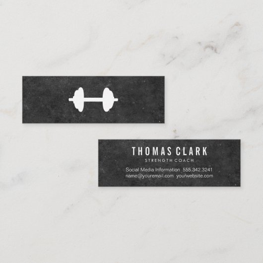 Dumbbell | Persoonlijke Trainer (leisteen) Mini Visitekaartje (Voorkant / Achterkant)