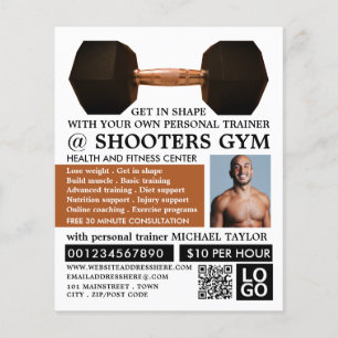 Dumbbell Weight, Personal trainer, Gym Adverteren Flyer