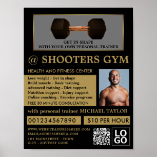 Dumbbell Weight, Personal trainer, Gym Adverteren Poster