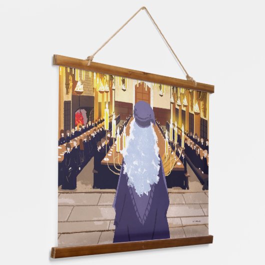 Dumbledore Speaking in Hogwarts Great Hall Hangend Wandkleed (Gebogen)