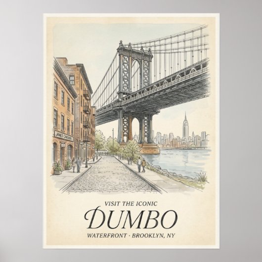 Dumbo Waterfront Schets Brooklyn Poster (Voorkant)
