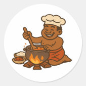 Dumi Village Chef Ronde Sticker (Voorkant)