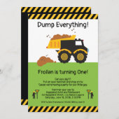 Dump Alles Dump Truck Verjaardag Uitnodiging (Voorkant / Achterkant)