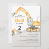 Dump Everything Construction Truck 2nd Birthday Kaart (Voorkant)