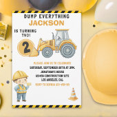 DUMP EVERYTHING – Construction Truck 2nd Birthday Kaart