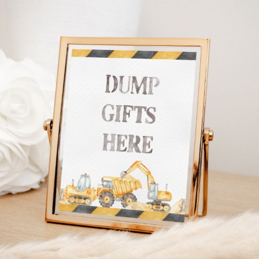 Dump Gifts Here Constructie Verjaardag Tafel Teken Foto Afdruk