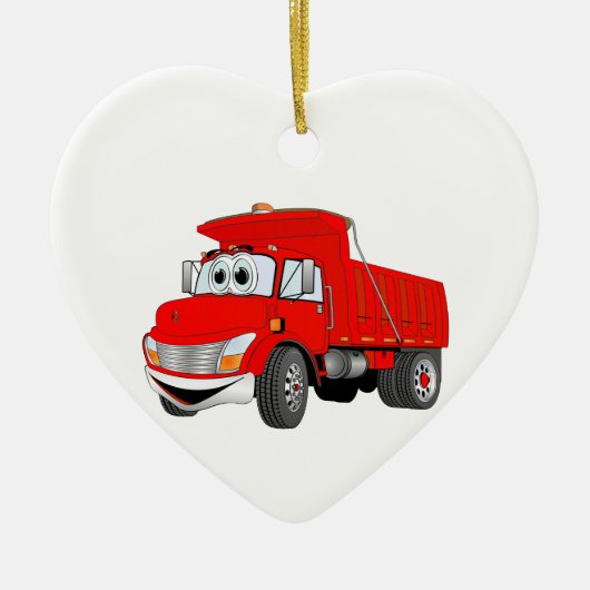 Dump Truck 2 Assen Rode Cartoon Keramisch Ornament (Voorkant)