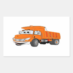Dump Truck 2 Axle Oranje Cartoon Rechthoekige Sticker