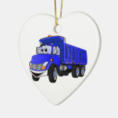 Dump Truck 3 Axle Blauwe Cartoon Keramisch Ornament (Links)