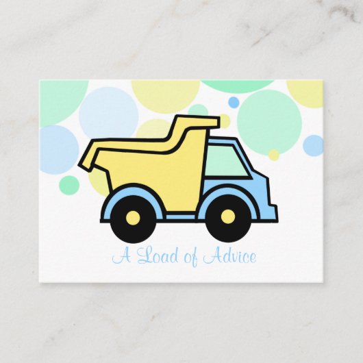 Dump Truck Baby shower Advice Kaarten (Voorkant)