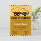 Dump Truck Birthday Invitation Kaart (Staand voorkant)