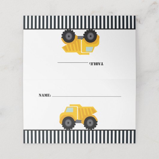 Dump Truck Bouw Gestreepte Verjaardag (Buitenkant ongevouwen)