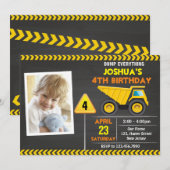 Dump Truck Bouw Verjaardag uitnodiging (Voorkant / Achterkant)