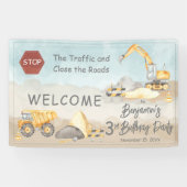 Dump Truck Boy 3rd Birthday Party Spandoek (Horizontaal)