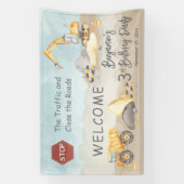 Dump Truck Boy 3rd Birthday Party Spandoek (Verticaal)