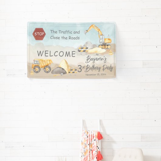 Dump Truck Boy 3rd Birthday Party Spandoek (Insitu)