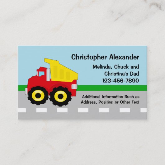 Dump Truck Calling Card Contactkaartje (Voorkant)