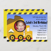 Dump truck constructie foto party uitnodiging (Voorkant / Achterkant)