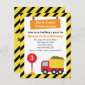 Dump Truck Constructie Thema Kinderen Verjaardagsf Kaart (Voorkant / Achterkant)