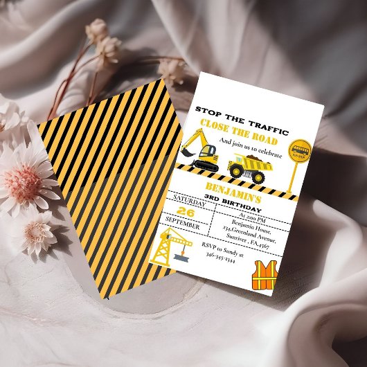 Dump truck constructie thema verjaardag kaart