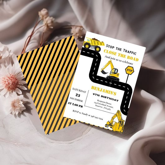 Dump truck constructie thema verjaardag kaart