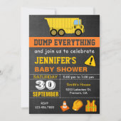 Dump Truck Construction Baby shower Kaart (Voorkant)