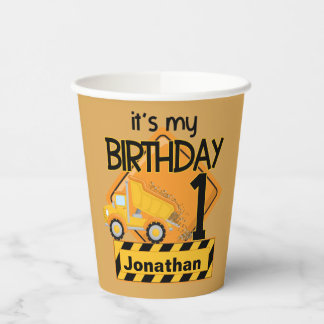 Dump Truck Construction Birthday Cups Papieren Bekers