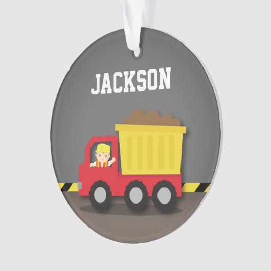 Dump Truck Construction Builder Boys Room Decline Ornament (voorkant)