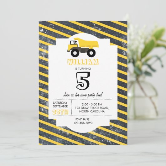 Dump Truck Construction Trucks Birthday Kaart (Staand voorkant)