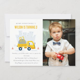Dump Truck Construction Vehicle Foto Birthday Kaart