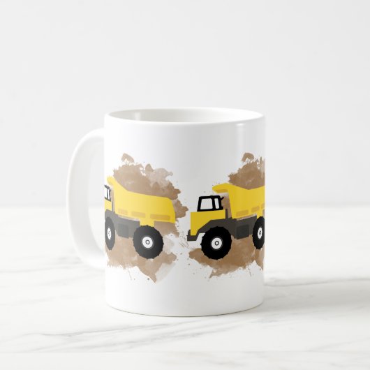 Dump Truck Construction Vehicle Mud Koffiemok (Voorkant links)