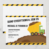 Dump Truck & Dirt Construction Zone Birthday Kaart (Voorkant / Achterkant)