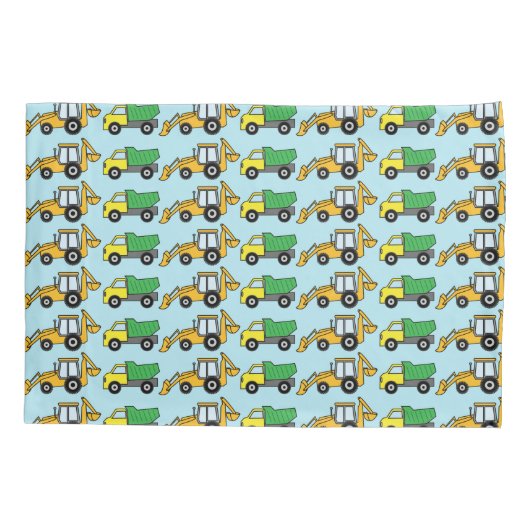 Dump Truck en Backhoe Pattern Kussensloop (Achterkant)