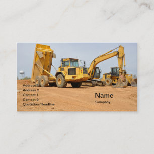 dump truck en backhoe visitekaartje