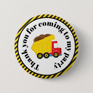 Dump Truck en Digger "Bedankt voor je komst" Ronde Button 5,7 Cm