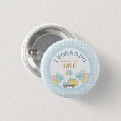 Dump Truck First Birthday Boy Ronde Button 3,2 Cm (Voorkant /achterkant)