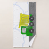 Dump Truck Geel Groen Animatie Badhanddoek (Badhanddoek)