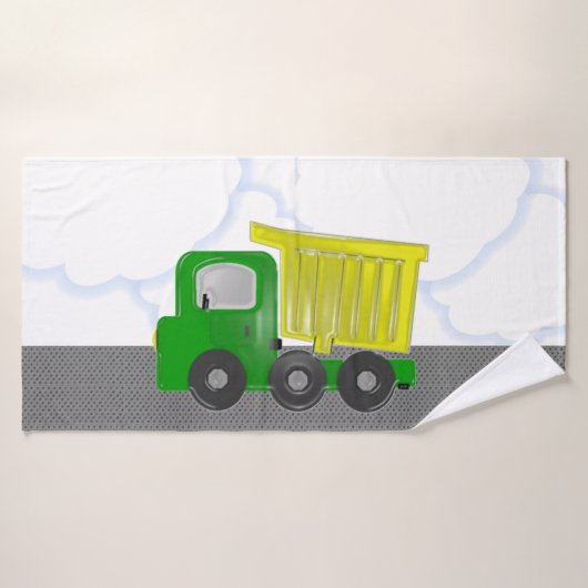 Dump Truck Geel Groen Animatie Badhanddoek (Badhanddoek)